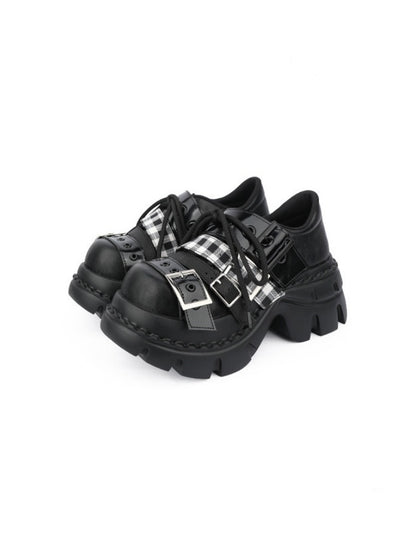 Plaid Belt Casual Leather Platform Daddy Shoes【s0000015489】