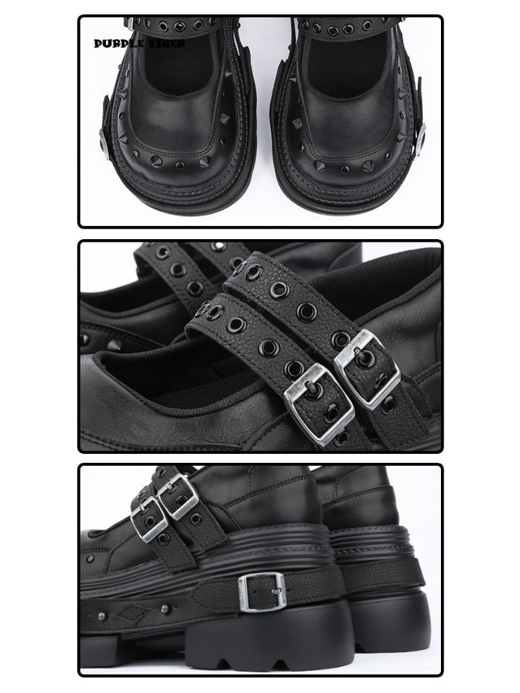 Niche Design Belt Rivet Punk Platform Shoes【s0000015491】