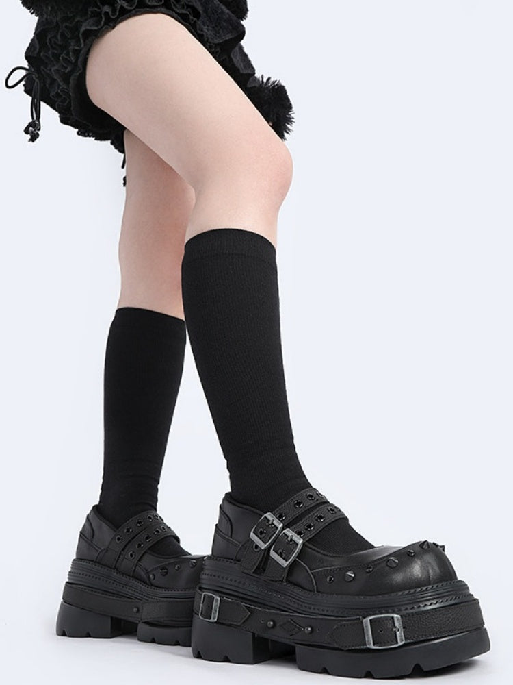 Niche Design Belt Rivet Punk Platform Shoes【s0000015491】