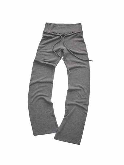 Rivet Fur Collar Bat Sleeve Hooded Sweatshirt Drawstring Bootcut Casual Pants Set【s0000015500】