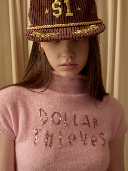 Mohair Beaded Embroidered Small Turtle-Neck Knitted Short-Sleeved Sweater【s0000015502】