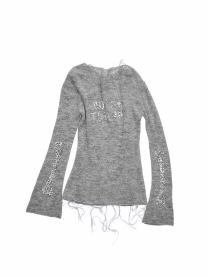 Mohair Beaded Embroidered Slightly Sheer Blouse【s0000015503】