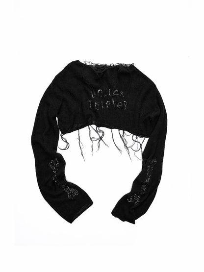 Mohair Beaded Embroidered Slightly Sheer Blouse【s0000015503】
