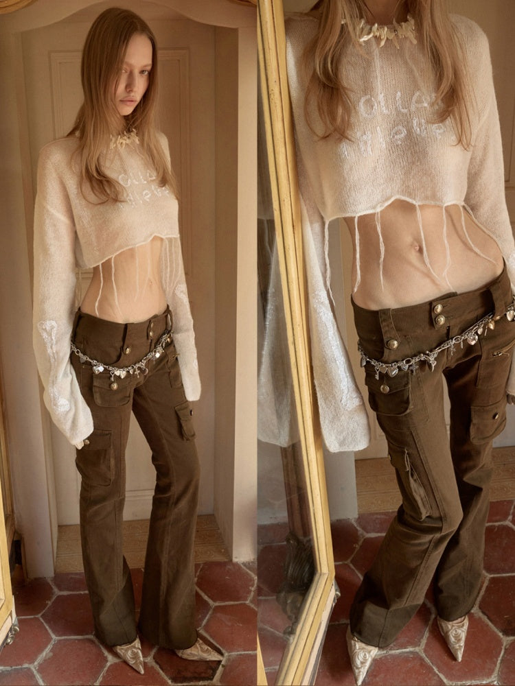 Mohair Beaded Embroidered Slightly Sheer Blouse【s0000015503】
