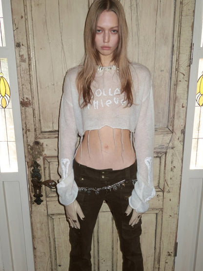 Mohair Beaded Embroidered Slightly Sheer Blouse【s0000015503】