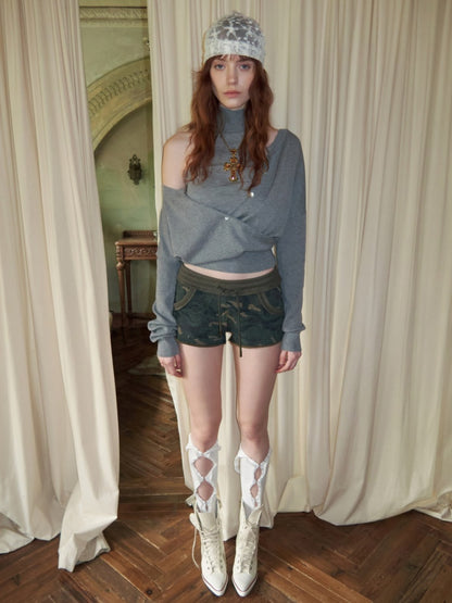 Fake Two-Piece Patchwork Lazy Little Turtle-Neck Vest Cardigan【s0000015504】