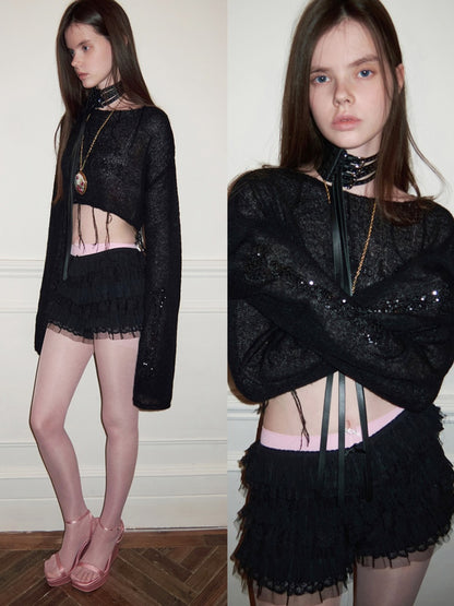 Chiffon Lace Multi-Layer Low-Rise Cake Puffy Shorts【s0000015508】