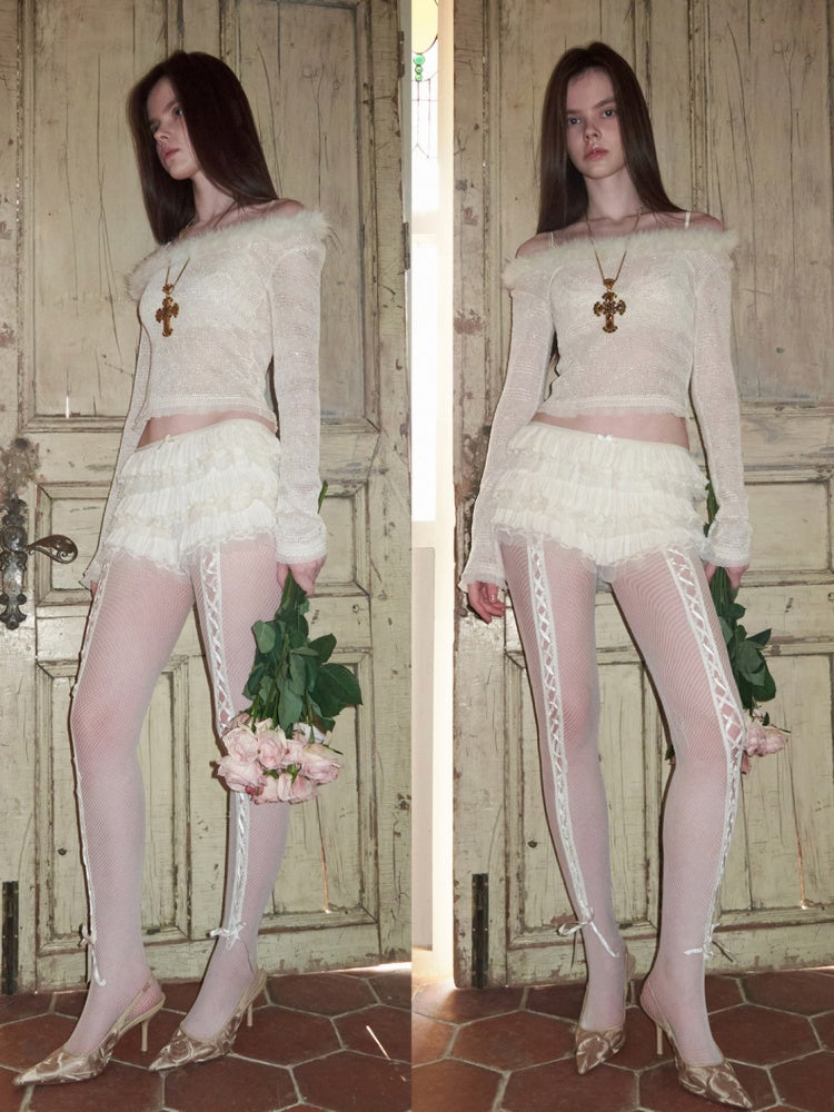 Chiffon Lace Multi-Layer Low-Rise Cake Puffy Shorts【s0000015508】