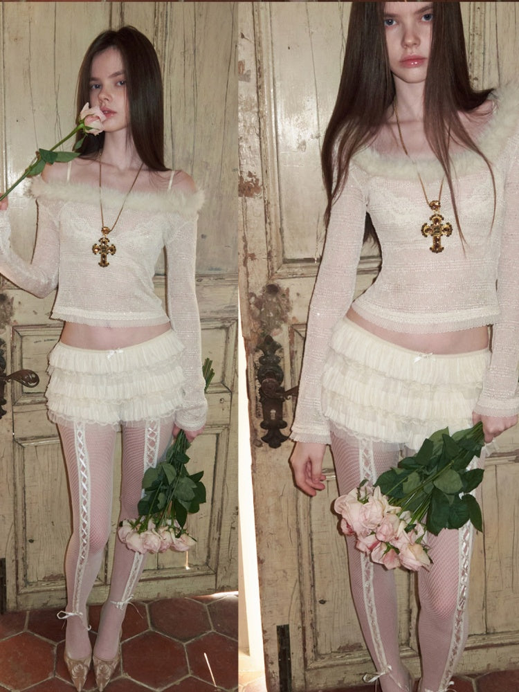 Chiffon Lace Multi-Layer Low-Rise Cake Puffy Shorts【s0000015508】