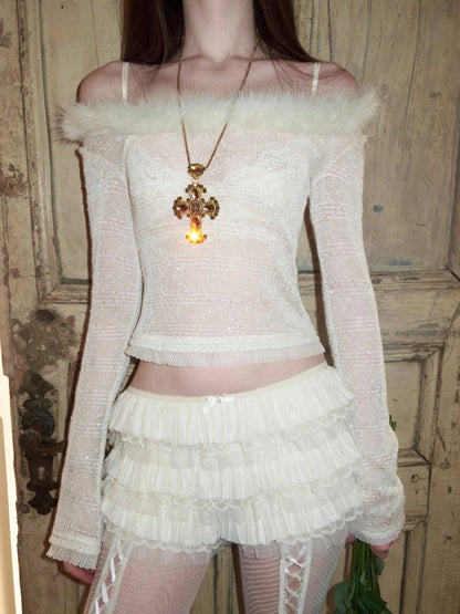 Chiffon Lace Multi-Layer Low-Rise Cake Puffy Shorts【s0000015508】