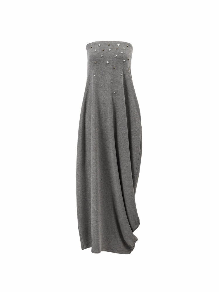 Rivet Bud Bandeau Long Skirt Drape Sleeveless Dress【s0000015509】