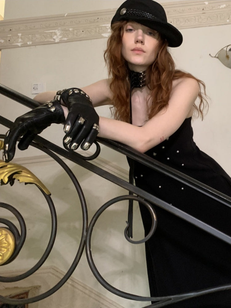 Rivet Bud Bandeau Long Skirt Drape Sleeveless Dress【s0000015509】