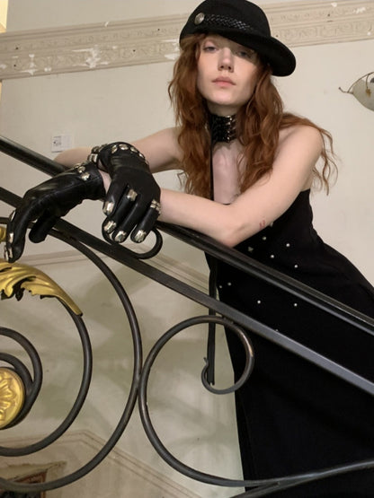 Rivet Bud Bandeau Long Skirt Drape Sleeveless Dress【s0000015509】
