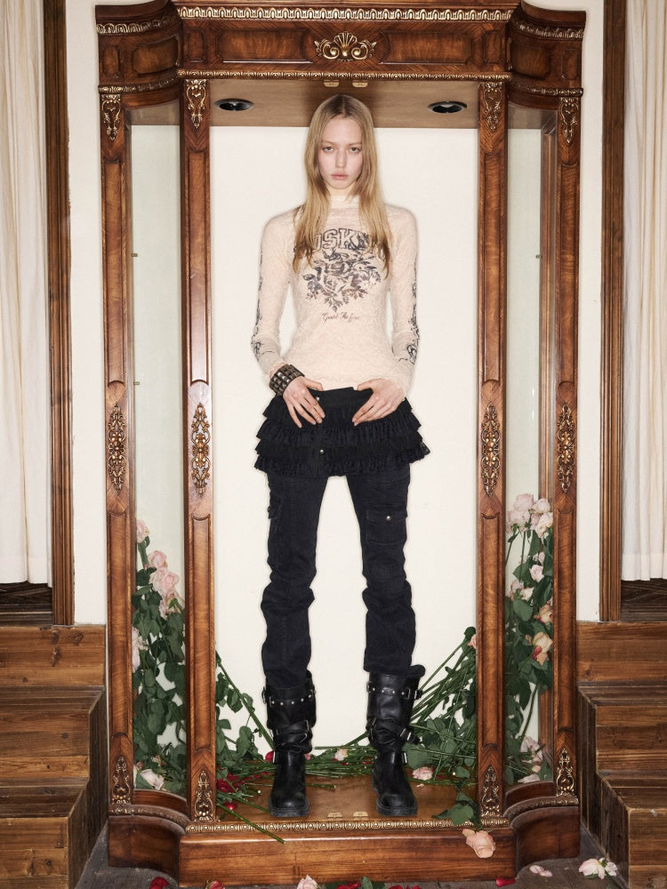Multi-Pocket Workwear Washed Canvas Leggings Low-Rise Booth Slim Pants【s0000015510】
