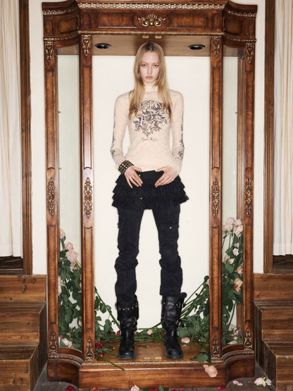Multi-Pocket Workwear Washed Canvas Leggings Low-Rise Booth Slim Pants【s0000015510】