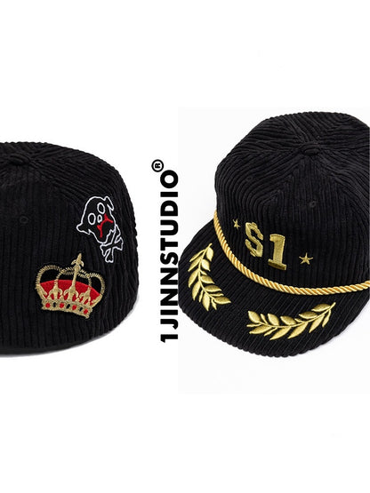 Corduroy Embroidered Flat-Brim Truck Hat Street Casual Baseball Cap【s0000015511】