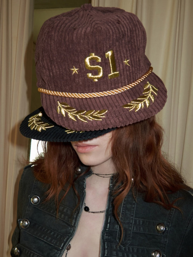 Corduroy Embroidered Flat-Brim Truck Hat Street Casual Baseball Cap【s0000015511】