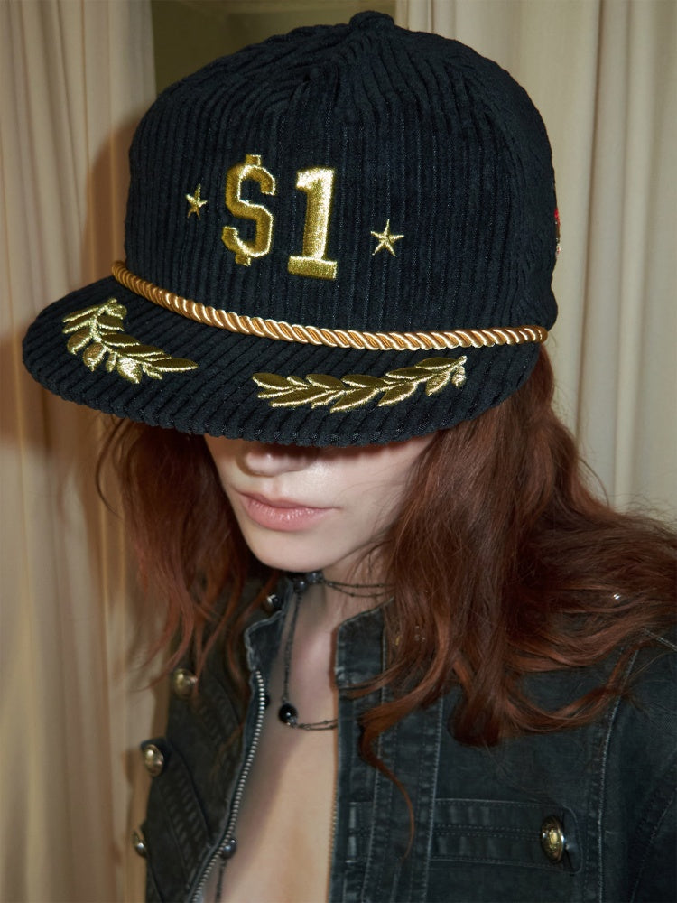 Corduroy Embroidered Flat-Brim Truck Hat Street Casual Baseball Cap【s0000015511】