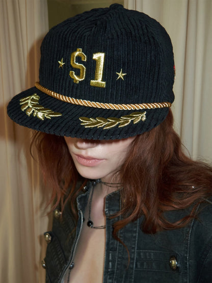 Corduroy Embroidered Flat-Brim Truck Hat Street Casual Baseball Cap【s0000015511】