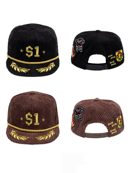 Corduroy Embroidered Flat-Brim Truck Hat Street Casual Baseball Cap【s0000015511】