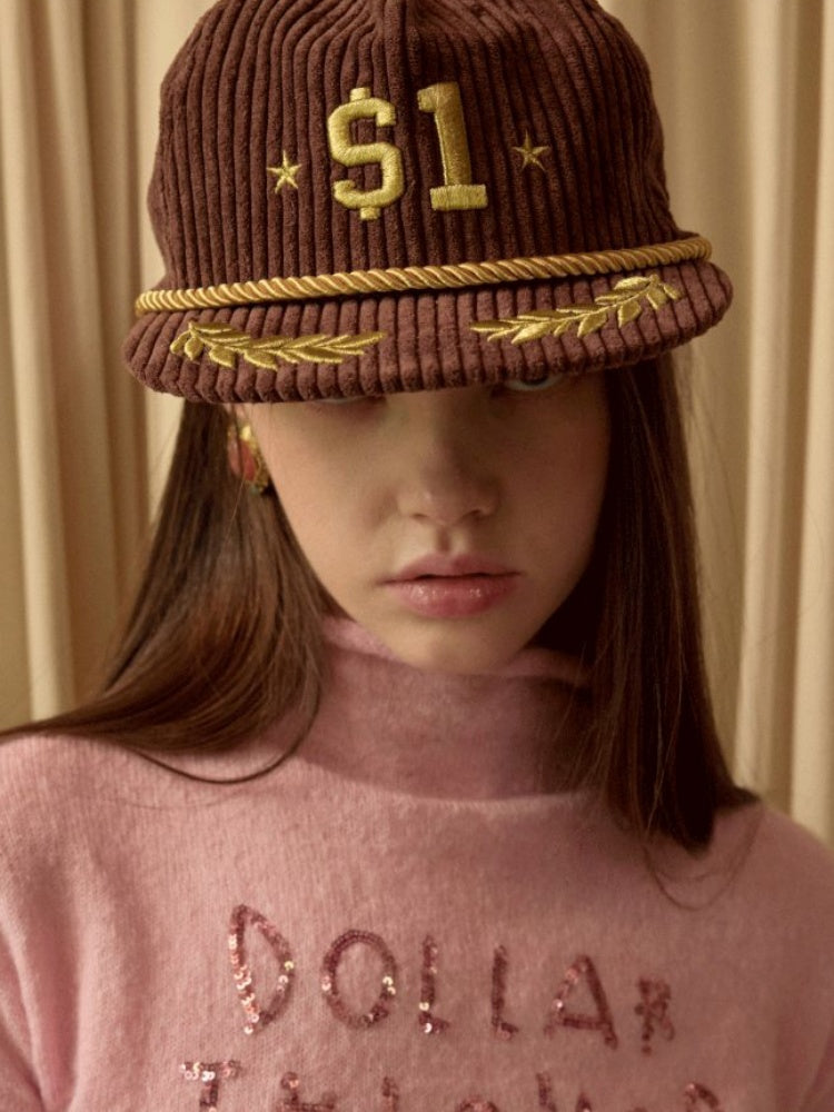 Corduroy Embroidered Flat-Brim Truck Hat Street Casual Baseball Cap【s0000015511】