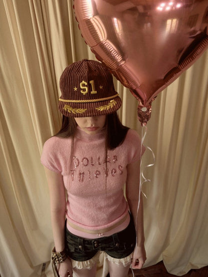 Corduroy Embroidered Flat-Brim Truck Hat Street Casual Baseball Cap【s0000015511】