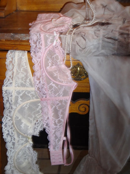 Lace Mesh Sexy Gathering Lingerie Soft Underwire Thin Strap Corset【s0000015512】