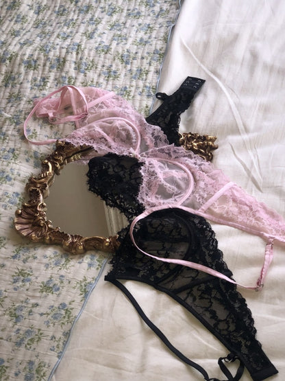 Lace Mesh Sexy Gathering Lingerie Soft Underwire Thin Strap Corset【s0000015512】