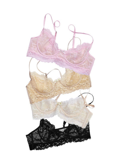 Lace Mesh Sexy Gathering Lingerie Soft Underwire Thin Strap Corset【s0000015512】