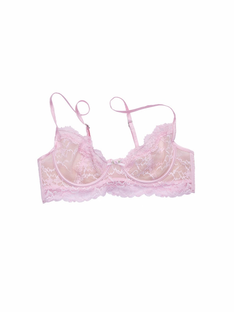 Lace Mesh Sexy Gathering Lingerie Soft Underwire Thin Strap Corset【s0000015512】