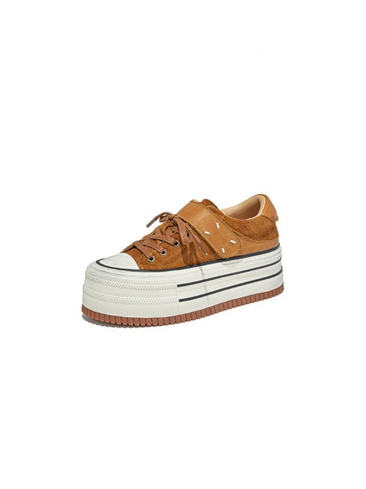 Platform Muffin Velcro Design Leather Shoes【s0000015516】