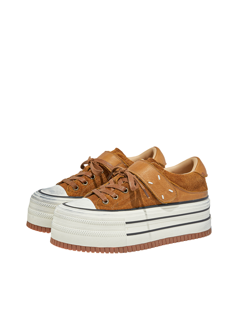 Platform Muffin Velcro Design Leather Shoes【s0000015516】