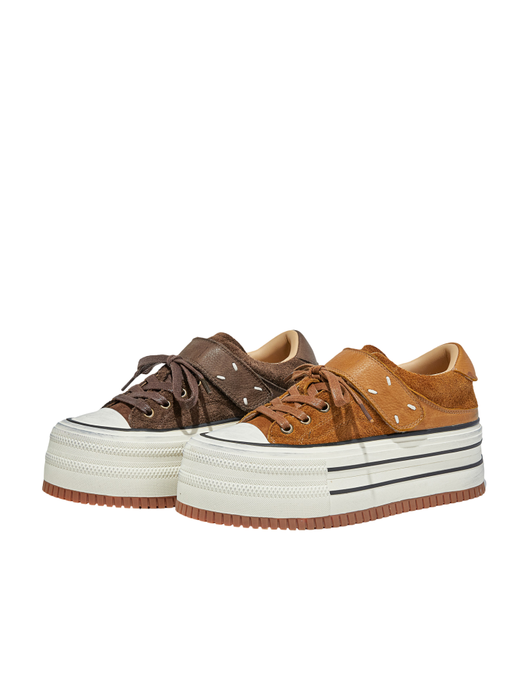 Platform Muffin Velcro Design Leather Shoes【s0000015516】