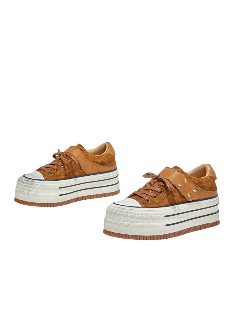 Platform Muffin Velcro Design Leather Shoes【s0000015516】