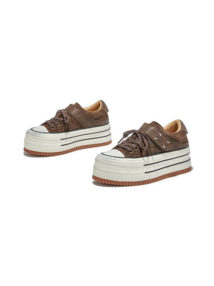 Platform Muffin Velcro Design Leather Shoes【s0000015516】