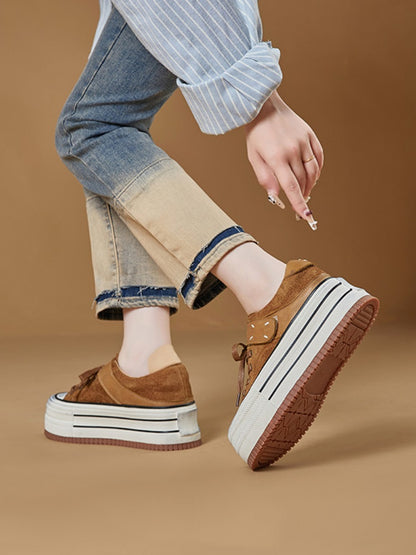 Platform Muffin Velcro Design Leather Shoes【s0000015516】