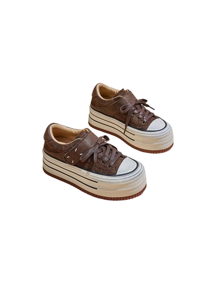 Platform Muffin Velcro Design Leather Shoes【s0000015516】