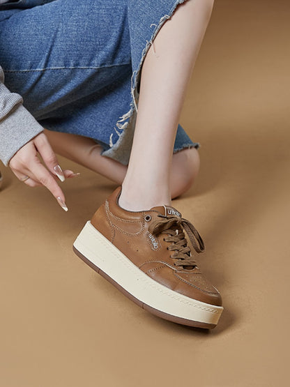 Platform Leather Lace-Up Shoes【s0000015519】