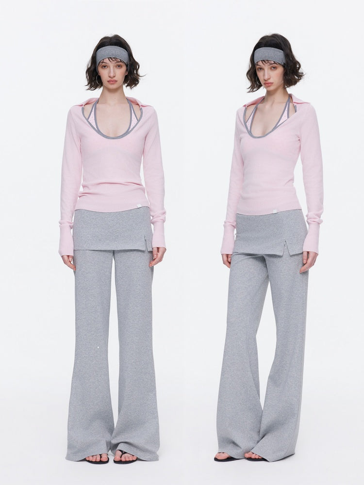 Skin-Friendly Nude Knit Skirt Layers Sports Sweat Pants【s0000015531】