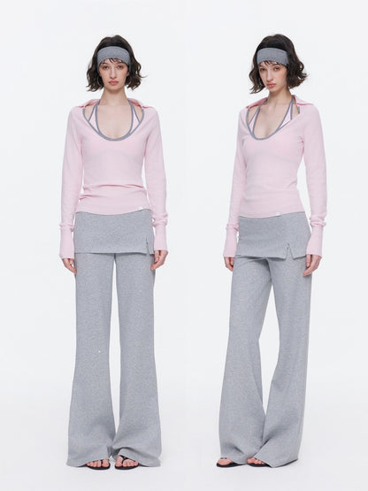 Skin-Friendly Nude Knit Skirt Layers Sports Sweat Pants【s0000015531】