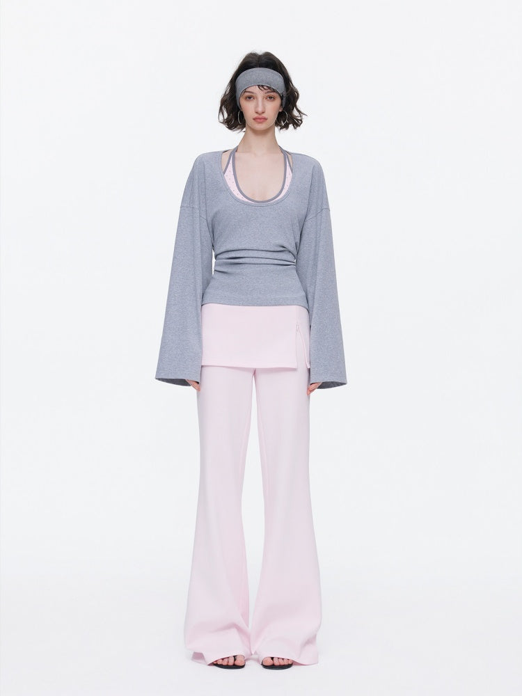 Skin-Friendly Nude Knit Skirt Layers Sports Sweat Pants【s0000015531】