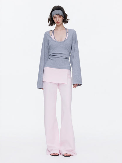 Skin-Friendly Nude Knit Skirt Layers Sports Sweat Pants【s0000015531】