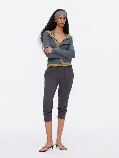 Diagonal Placket Waist Slim Sweat Shirt Jacket【s0000015532】