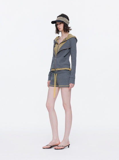 Diagonal Placket Waist Slim Sweat Shirt Jacket【s0000015532】