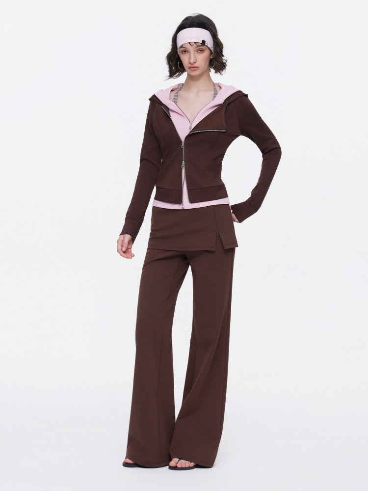 Diagonal Placket Waist Slim Sweat Shirt Jacket【s0000015532】