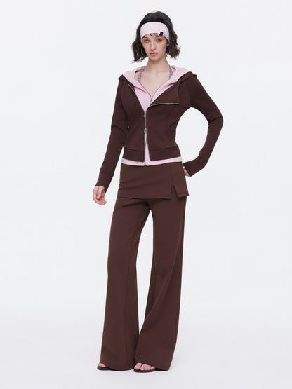 Diagonal Placket Waist Slim Sweat Shirt Jacket【s0000015532】