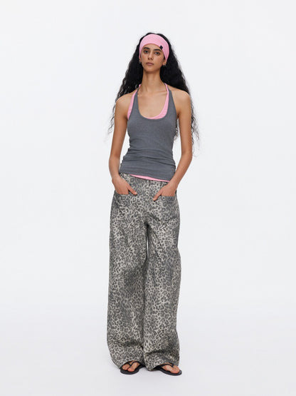Vintage Modern Leopard Print Scimitar Pants【s0000015534】