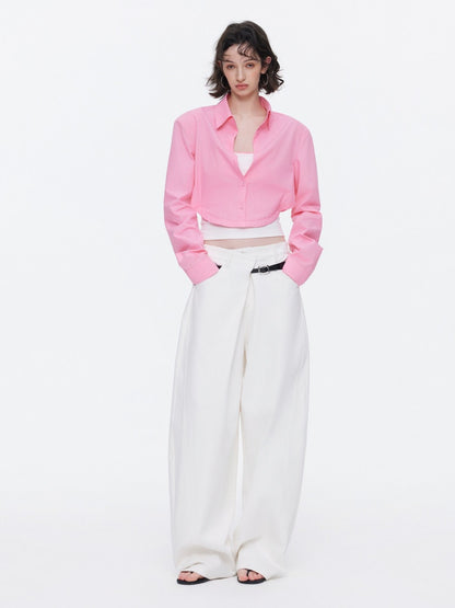 Asymmetrical Waistband Wide-Leg Scimitar Jeans【s0000015535】