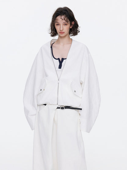 Asymmetrical Waistband Wide-Leg Scimitar Jeans【s0000015535】