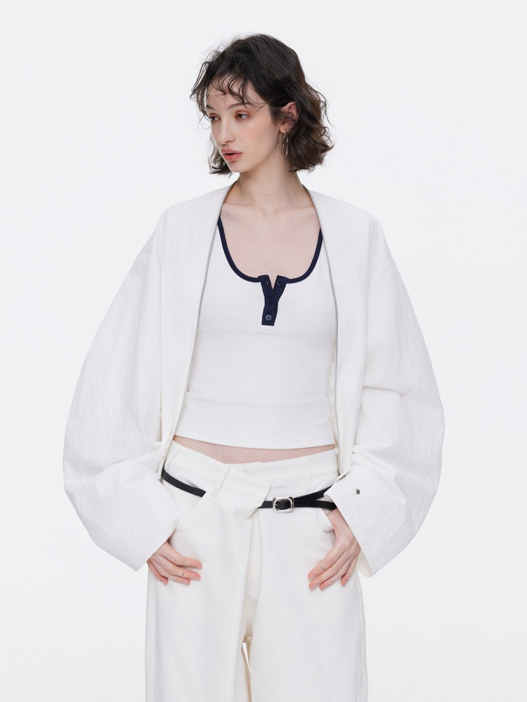 Asymmetrical Waistband Wide-Leg Scimitar Jeans【s0000015535】